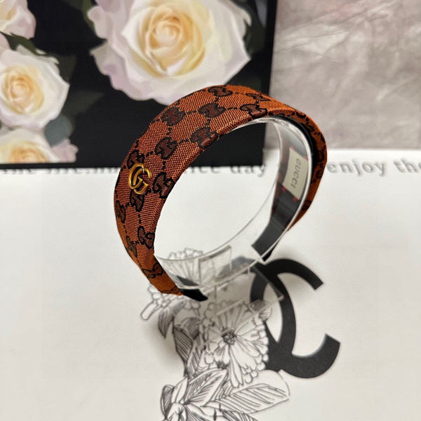 GINGER ORANGE MONOGRAM CANVAS HAIRBAND 369309