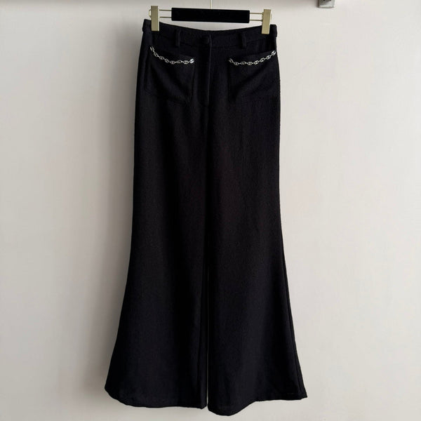 CC 26s Flared Trousers Black Wool Viscose 338888