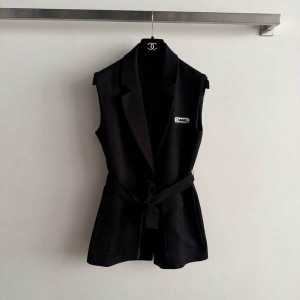 CC 26s Vest Black Wool Viscose 338885