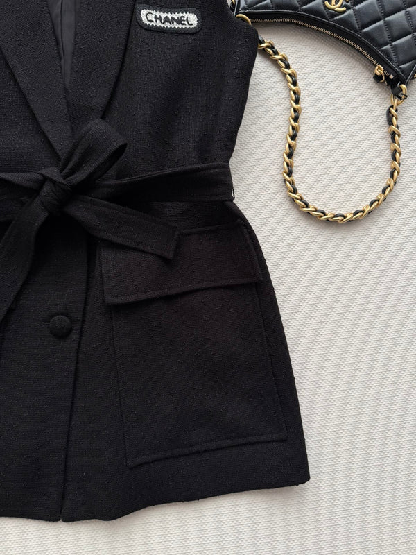 CC 26s Vest Black Wool Viscose 338885
