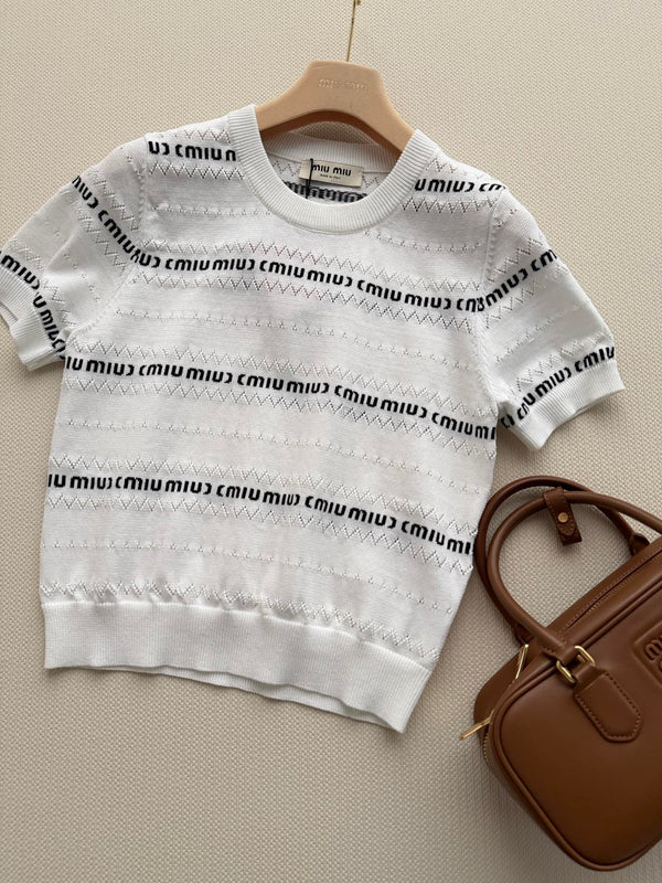 Miu 26s Pullover Black White Knit 363761