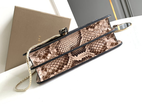 HANDBAG 25 IN GREY SHINY PYTHON LEATHER