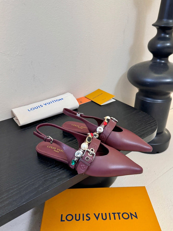 LV Vibe Slingback Flat Dark Burgundy Cowhide 580334