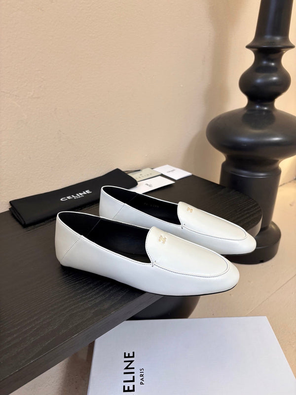 Celine Aura Loafer White Goatskin 606415