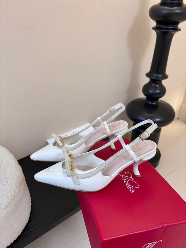 Virgule Slingback Pumps 7.5cm White Cowhide 606402