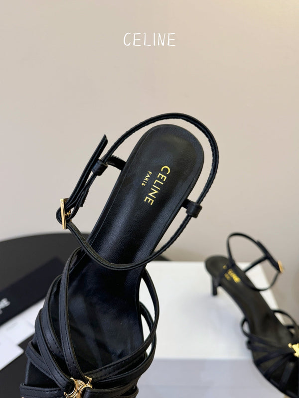 CL Triomphe Sandal 6.5cm Black Lambskin 835889
