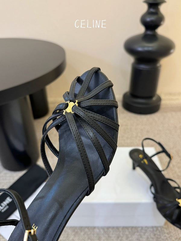 CL Triomphe Sandal 6.5cm Black Lambskin 835889