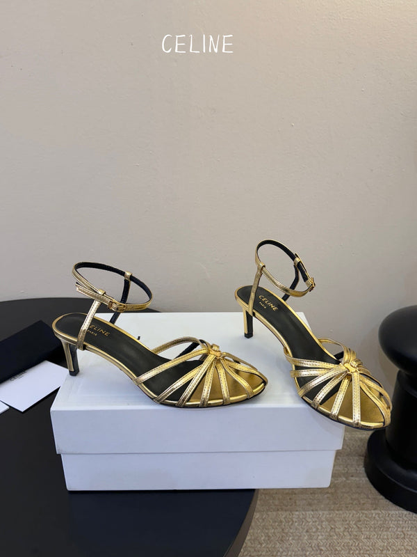 CL Triomphe Sandal 6.5cm Gold Laminated Lambskin 835896