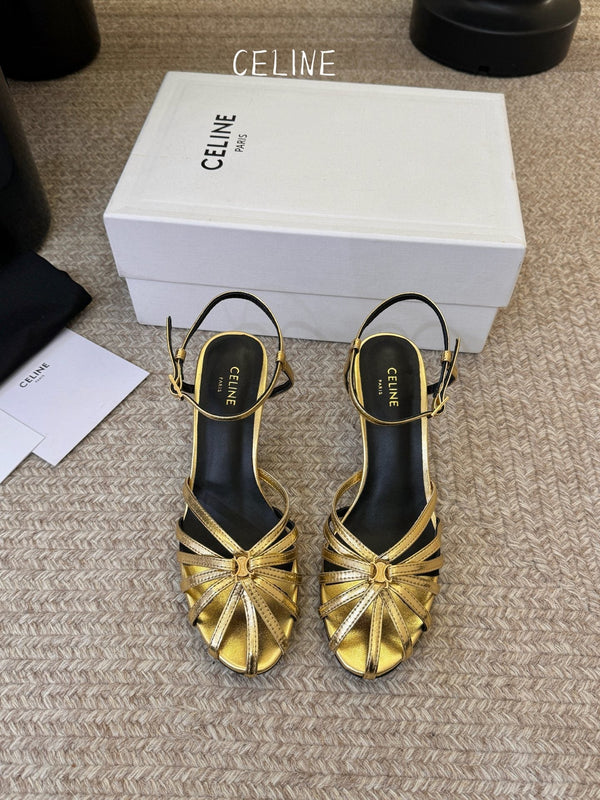 CL Triomphe Sandal 6.5cm Gold Laminated Lambskin 835896