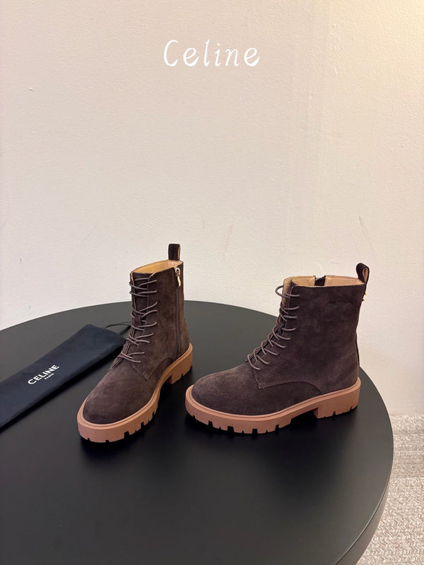 CE 26s Triomphe Platform Martin Boots Coffee Suede 104889