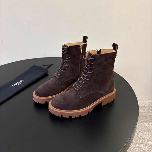 CE 26s Triomphe Platform Martin Boots Coffee Suede 104889