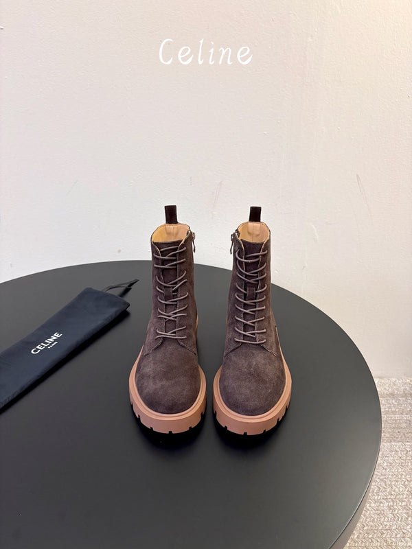 CE 26s Triomphe Platform Martin Boots Coffee Suede 104889