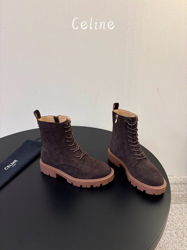 CE 26s Triomphe Platform Martin Boots Coffee Suede 104889