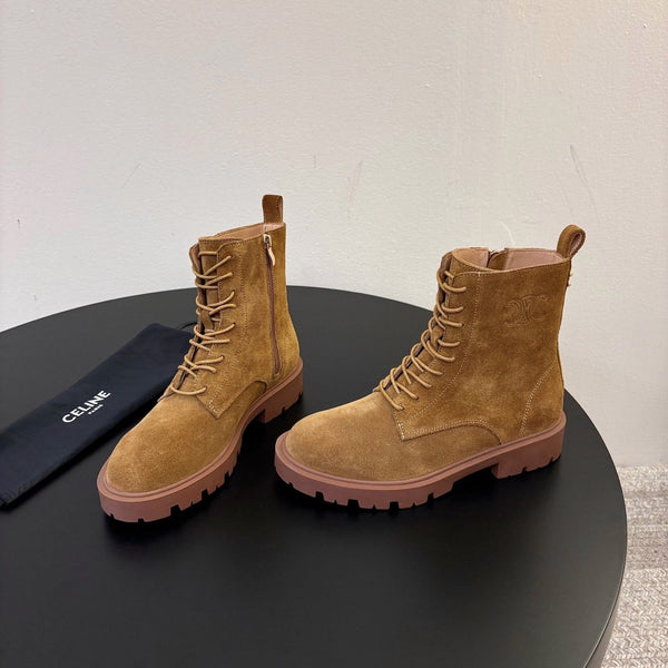CE 26s Triomphe Platform Martin Boots Brown Suede 104890