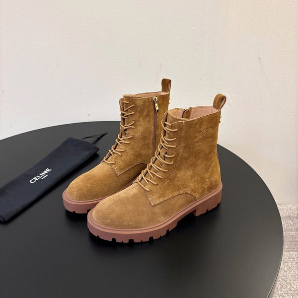 CE 26s Triomphe Platform Martin Boots Brown Suede 104890