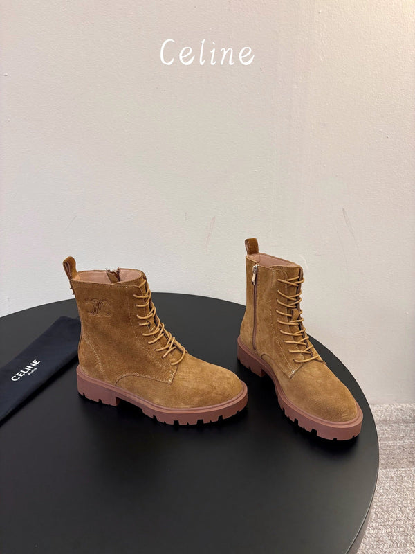 CE 26s Triomphe Platform Martin Boots Brown Suede 104890