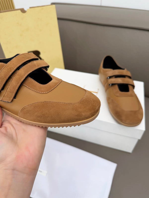 The Row Adjustable Strap Sneakers Brown Suede 832658