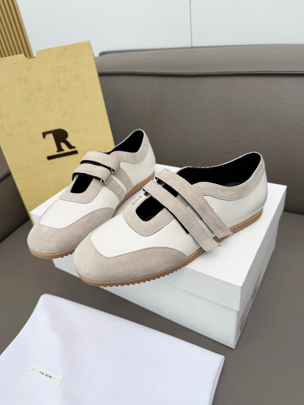 The Row Adjustable Strap Sneakers Light Grey Suede 832657