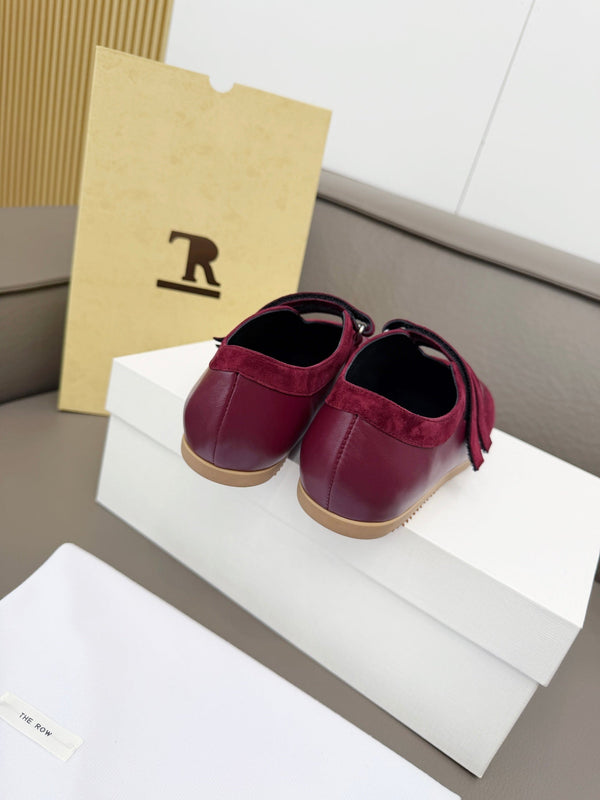 The Row Adjustable Strap Sneakers Burgundy Suede 832656