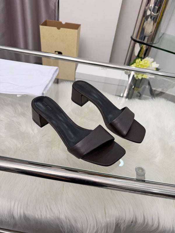 The Row New Chocolate Slide Coffee Lambskin 707565