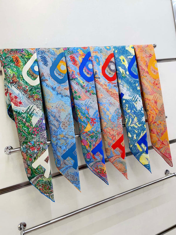 Eleftheria Scarf 90 CM In Colorful Silk Twill  193834