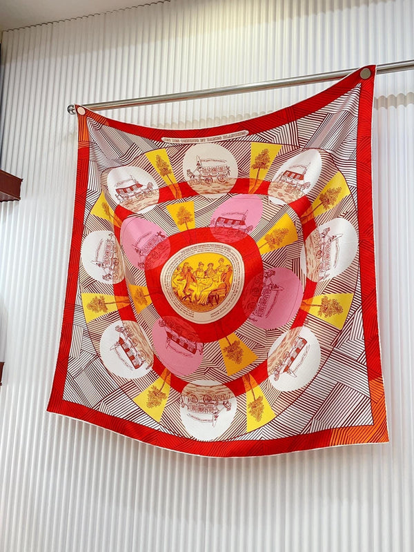 Jeu Des Omnibus Remix Scarf 90 CM In Colorful Silk Twill  211110
