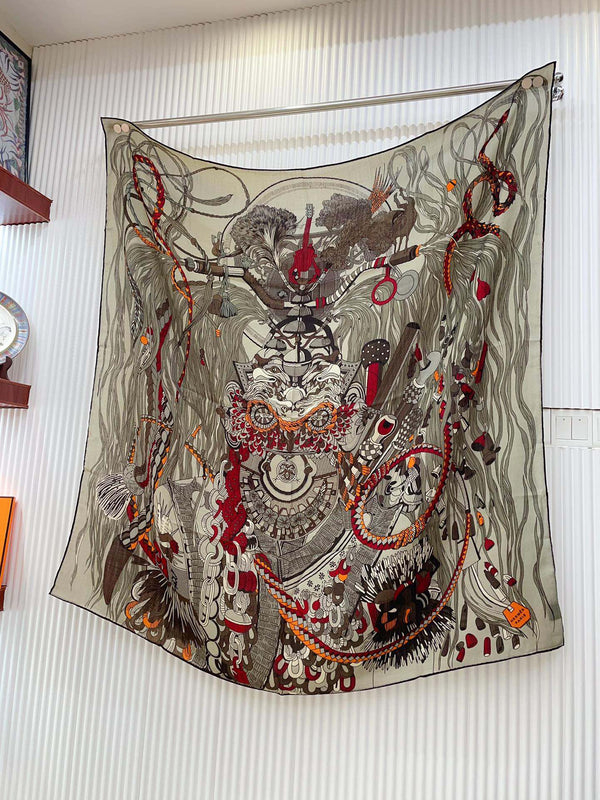 Wild Rhythm Scarf 140 CM In Colorful Cashmere Silk 213698