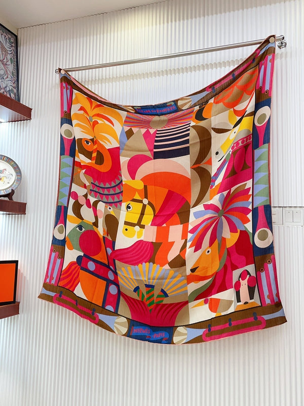 Parade en Fanfare Scarf 140 CM In Colorful Cashmere And Silk 221520