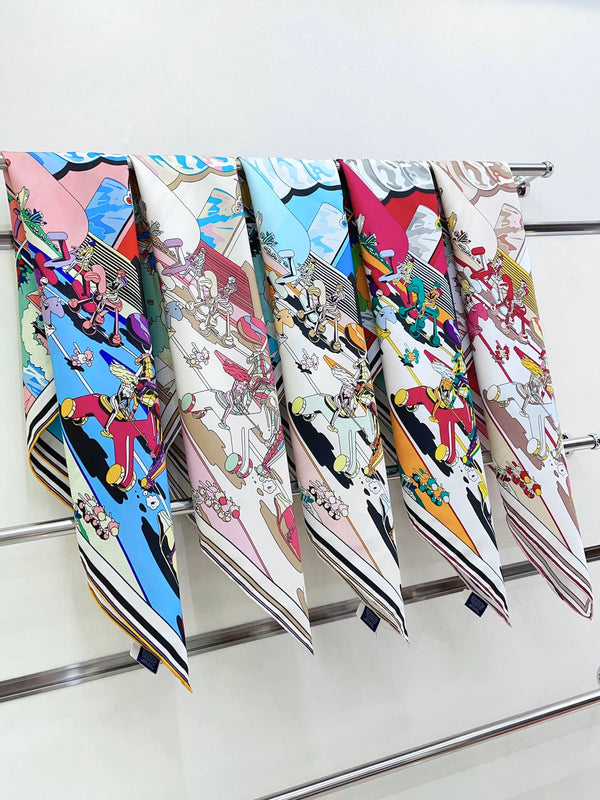 Locomotion Shawl 90 CM In Colorful Silk Twill  225468