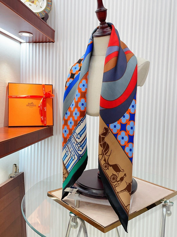 Scarf 90 CM In Colorful Silk Twill 258476