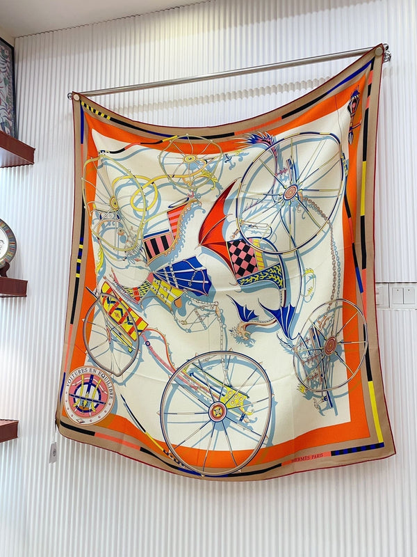 Voitures En Equilibre Scarf 140 CM In Colorful Cashmere And Silk 286417
