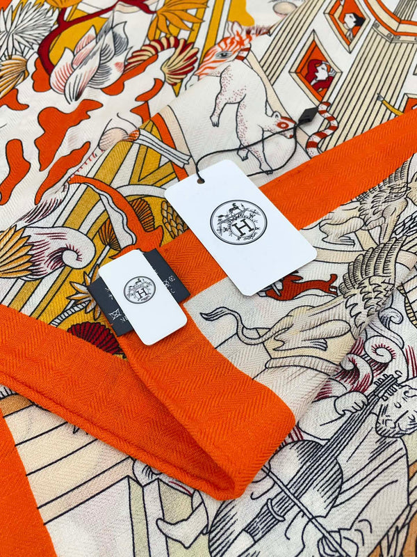 Animapolis Scarf 140 CM In Colorful Cashmere And Silk 306571