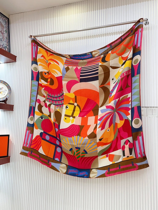 Parade en Fanfare Scarf 140 CM Colorful Cashmere And Silk 325969