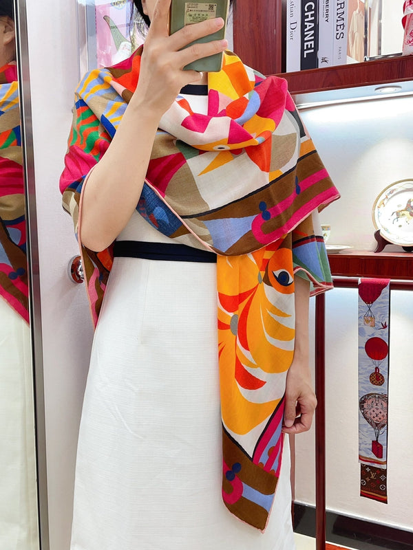 Parade en Fanfare Scarf 140 CM Colorful Cashmere And Silk 325969