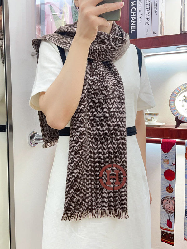 GRANITE MUFFLER 180 CM SCARF IN CARAMEL BROWN CASHMERE
