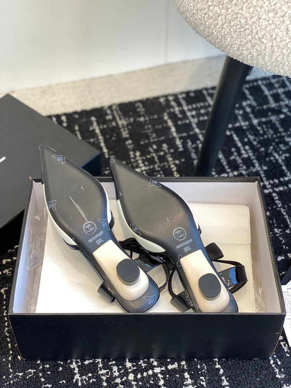 slingbacks 45 white black patent calfskin