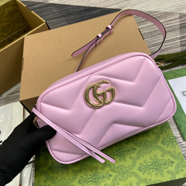 GG MARMONT 24 SMALL MATELASSÉ SHOULDER BAG LIGTH PINK CALFSKIN