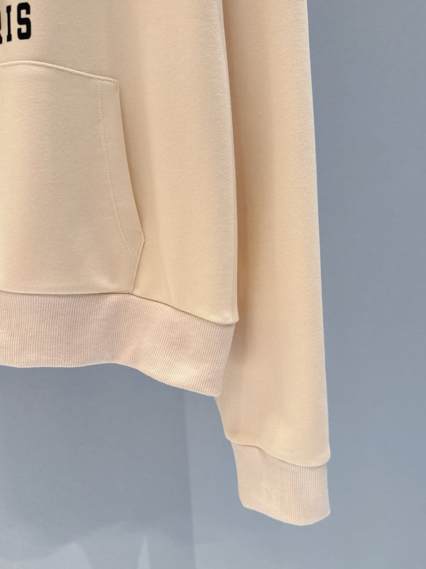Celine 25 Letter Logo Hooded Pullover Sweatshirt Beige mix Black Cotton