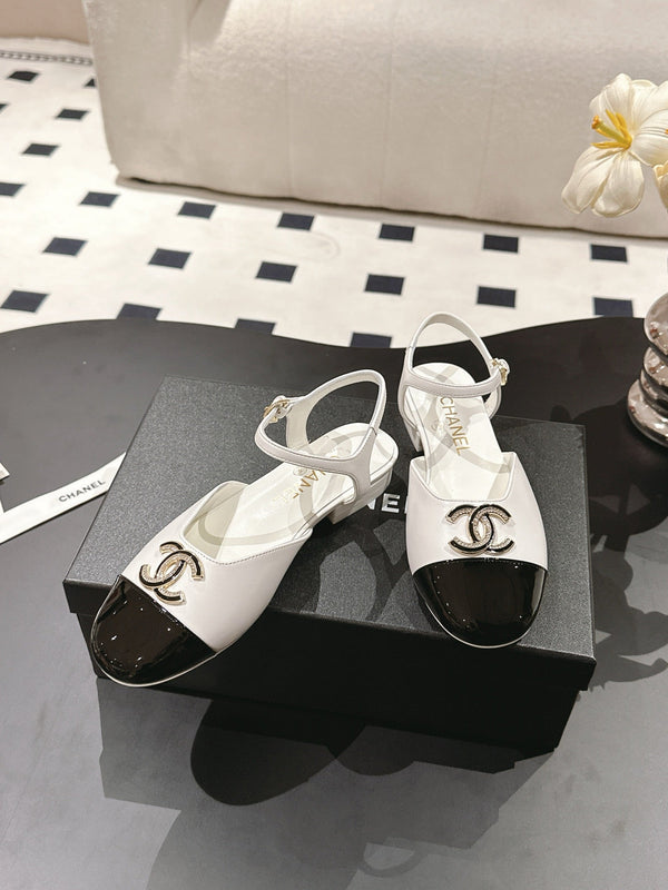 cc 25p mary jane white lambskin black grosgrain 237514