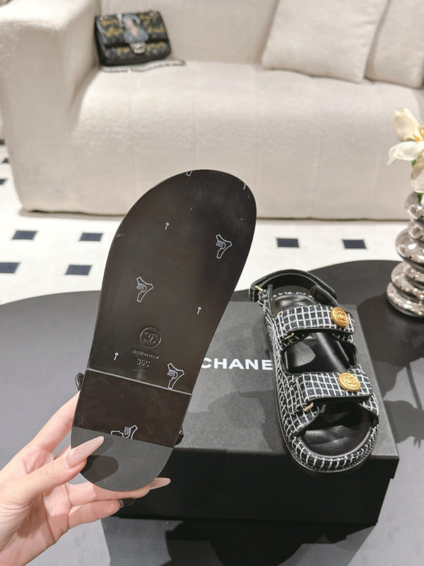 cc 25p dad sandal black colorful tweed 237566