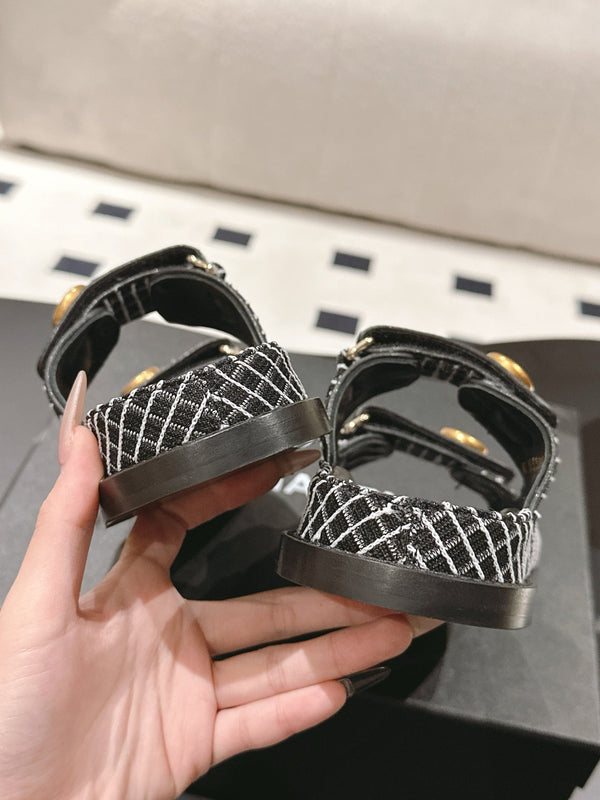 CC 25 Dad Sandal Mule Black mix White Fabric 237576