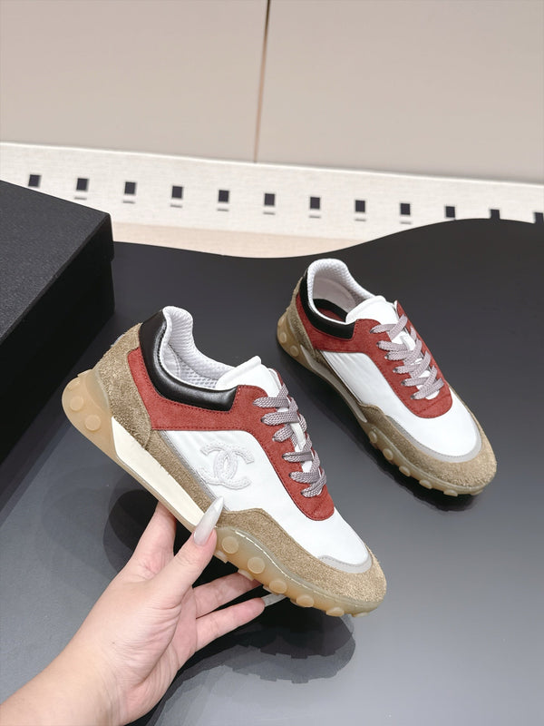 CC 26s Platform Casual Sneakers Brown White Red Suede Lambskin 962909