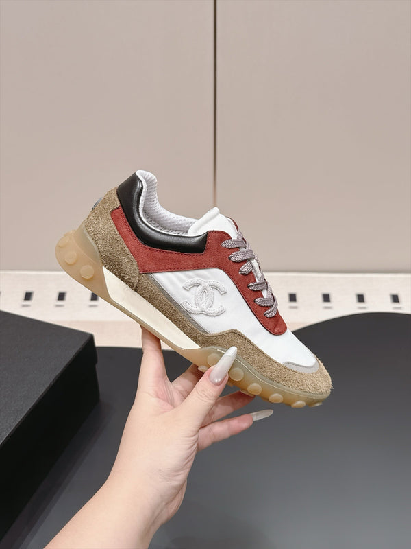 CC 26s Platform Casual Sneakers Brown White Red Suede Lambskin 962909