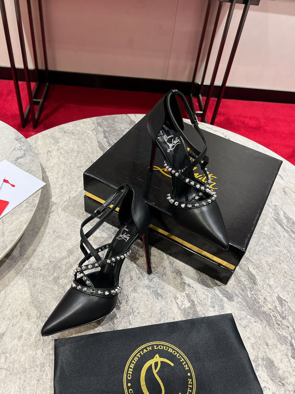 CL Tatooshka Spikes Pump 100mm Nappa Leather Black