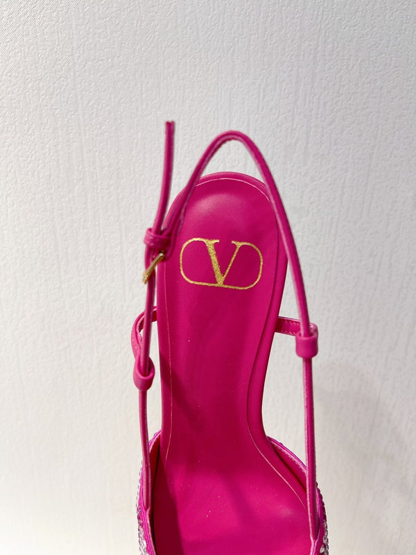 VT High Heeled Slingbacks Fuchsia Pink Sheepskin 292821