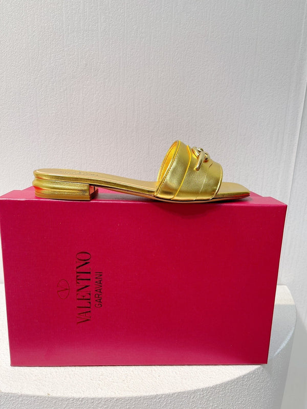 VT Moon Slides in Leather Gold Cowhide 292862