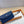 HM KELLY NAVY BLUE POCKET 18MM BELT WHITE LEATHER SILVER HARDWARE
