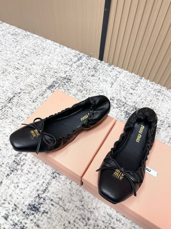Miu Mary Jane Flat Black Sheepskin 591572