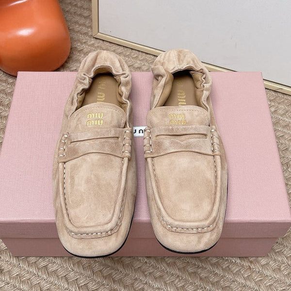Miu 2026 Ruches Penny Loafers Suede Cowhide 950931