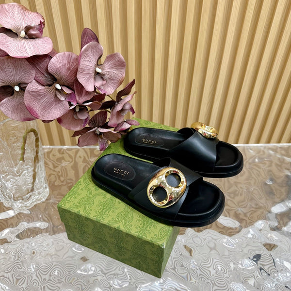 WOMEN'S SLIPPER IN BLACK CALFSKIN